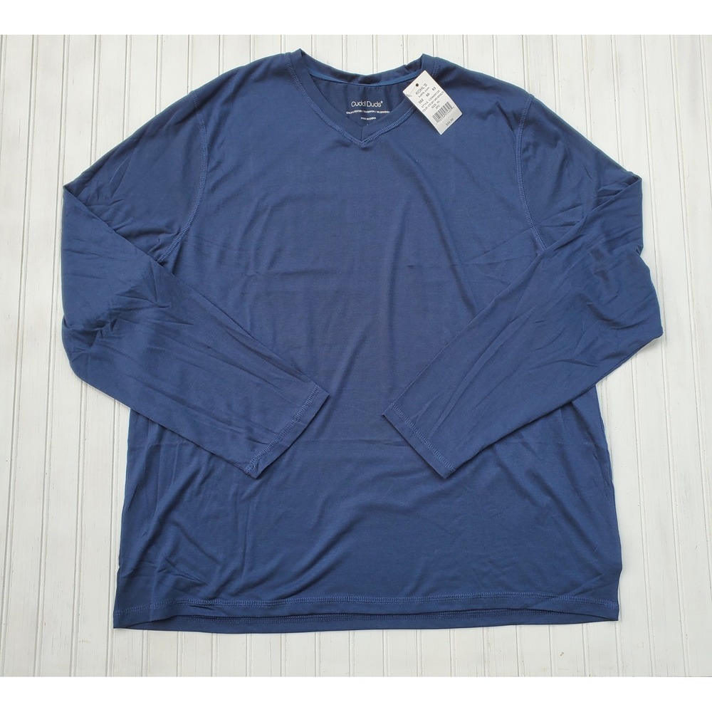 Cuddl Duds Mens XL Navy Blue V-Neck Long Sleeve Base Layer Shirt NEW Outdoor